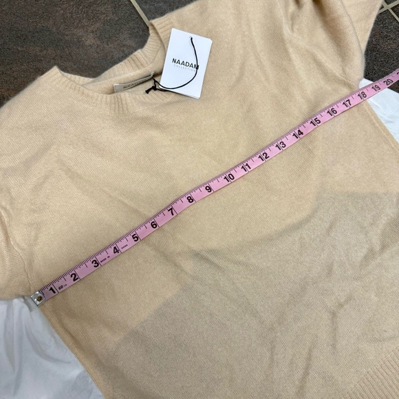 NEW NAADAM Cashmere Mixed Media Tie Back Pullover Sweater Shell Tan Small NWT - Picture 7 of 10